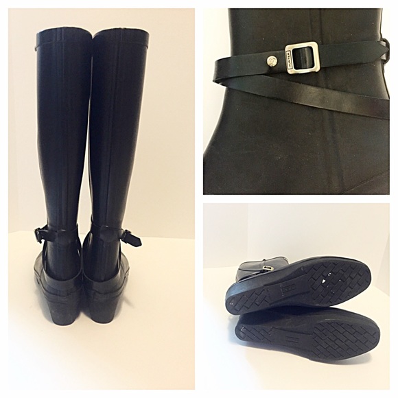 🚫SOLD🚫Hunter Matte Black Wedge Rain Boots - Picture 4 of 4
