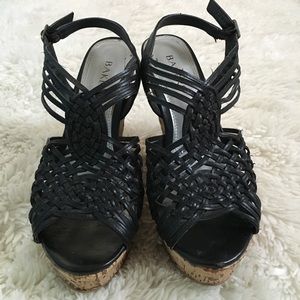 Black & Cork Woven Wedge