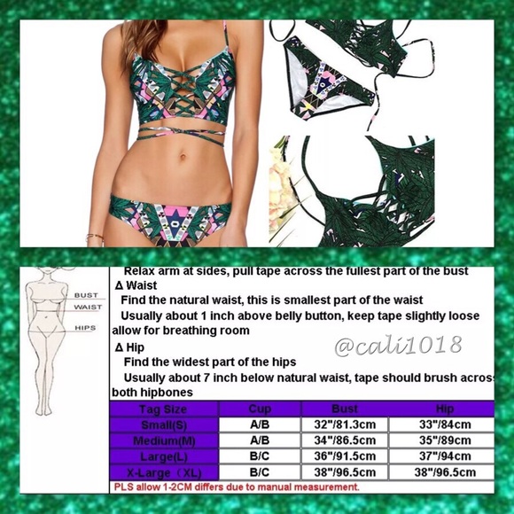 ๐HP๐ ๐ REVERSIBLE Green Tribal Caged Bikini - Picture 4 of 4