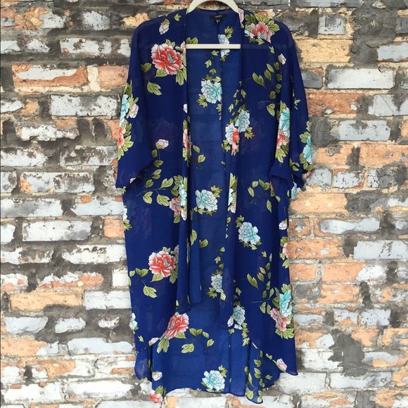 Floral Blue Kimono Forever 21 size medium