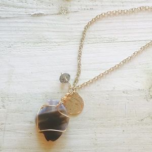 Last Chance! Wire Wrapped Stone Pendant Necklace