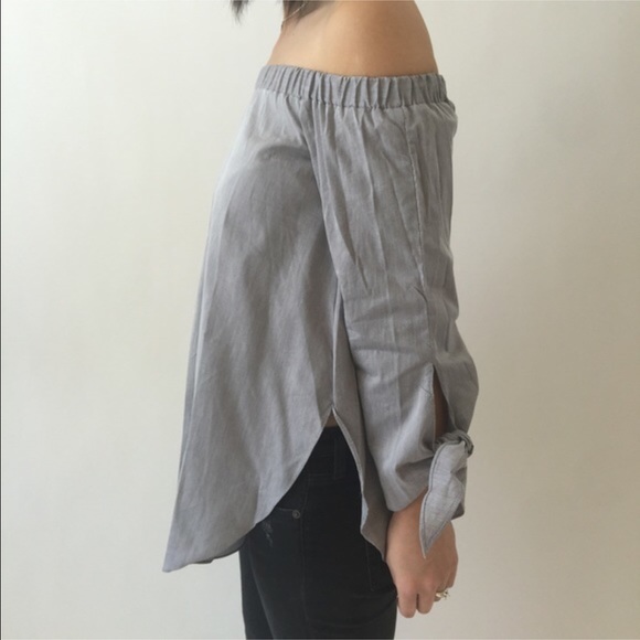 One left.  3 hr sale - Grey off the shoulder top! - Picture 3 of 4
