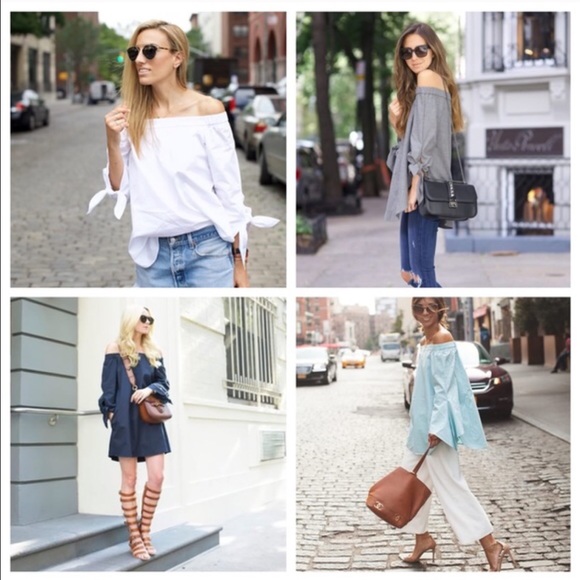 One left.  3 hr sale - Grey off the shoulder top! - Picture 4 of 4