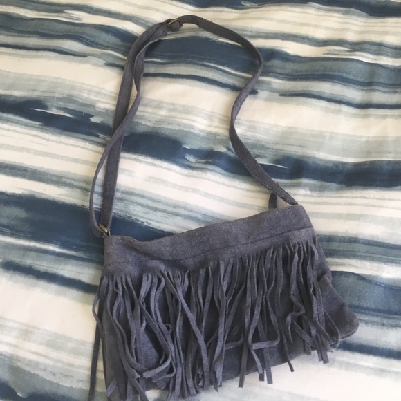 Blue Suede Fringe Purse