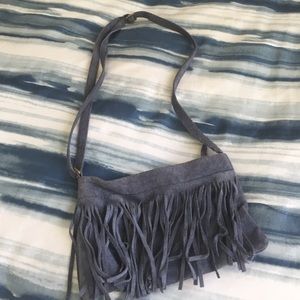Blue Suede Fringe Purse