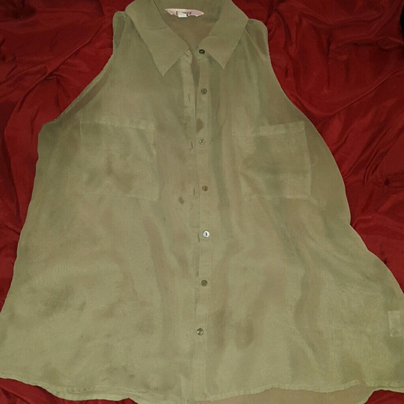 Olive green sheer top