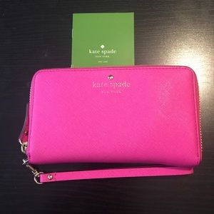 Kate Spade Cherry Lane Louie Wristlet In Pink