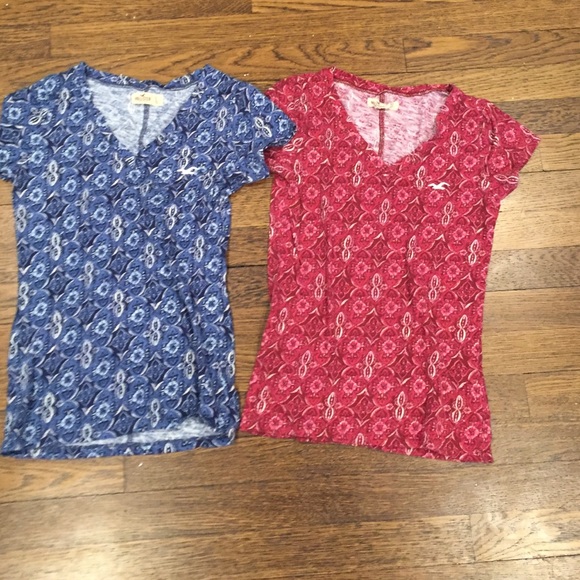 Two light weight blue and pink tees