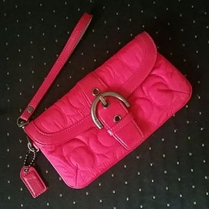 Coach Hot Pink Quilted Wristlet
