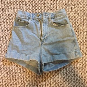 High-waist jean shorts