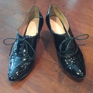 Black patent leather ankle booties size 7