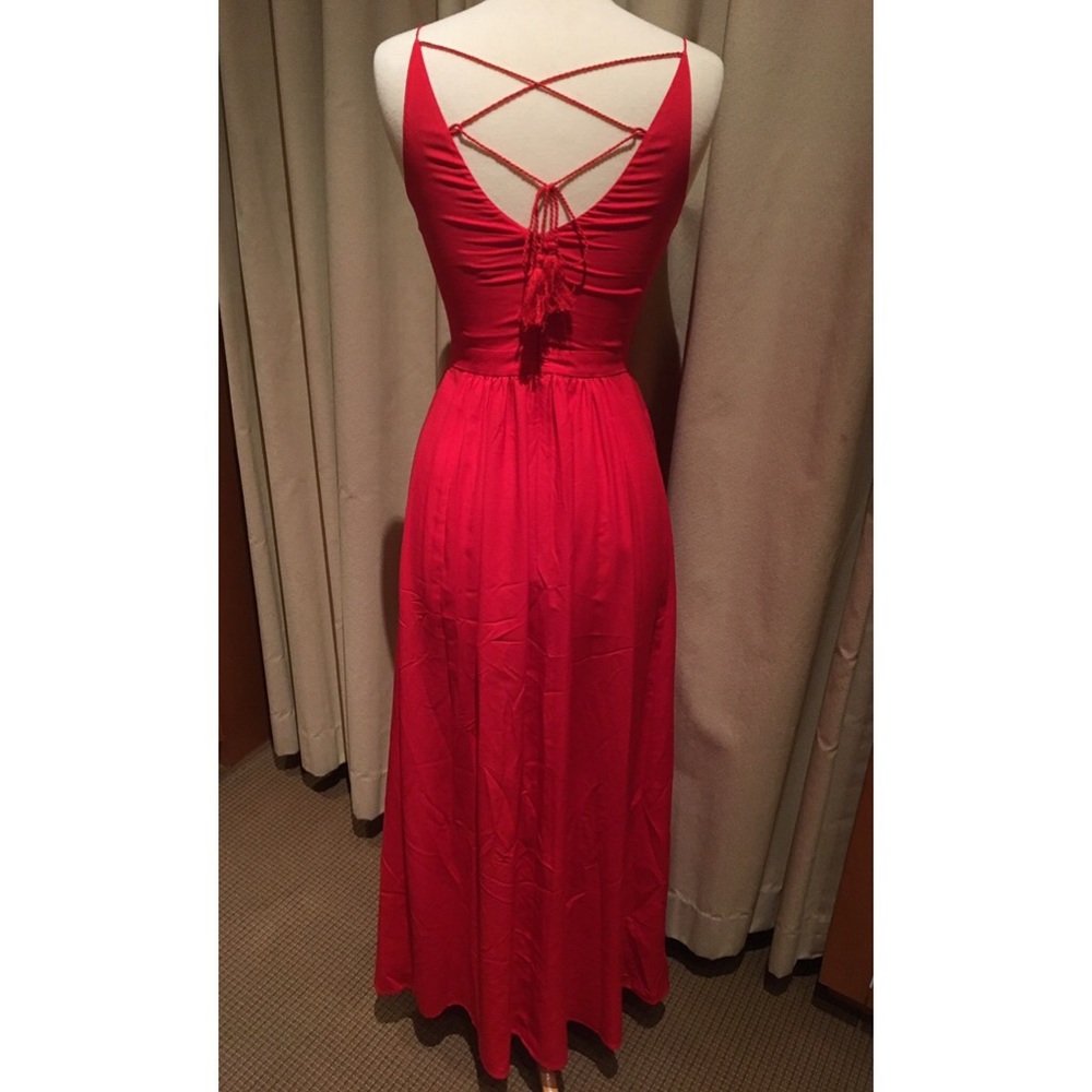 XS "1 State" Lace Up Back Red Maxi Dress