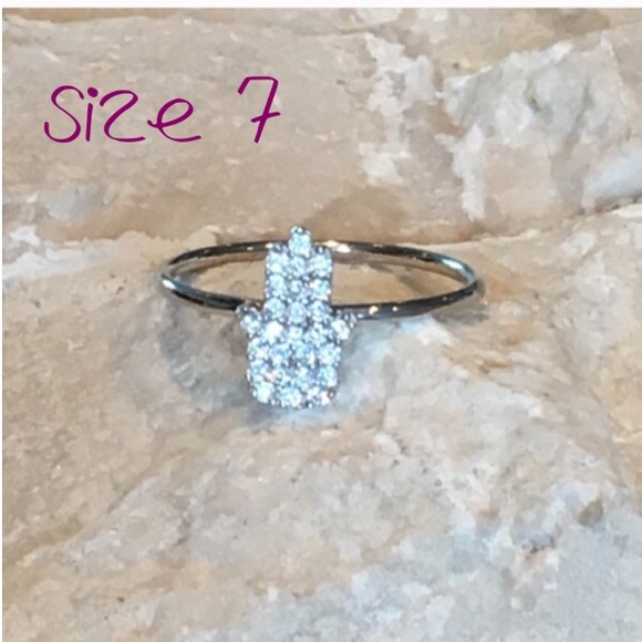 Sterling Silver Hamsa Hand CZ Ring