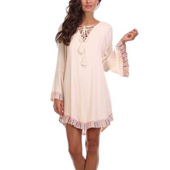 Tea and Cup cream embroidered boho festival dress - Picture 4 of 4