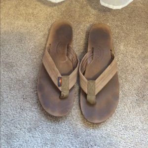 Rainbow Single Layer Leather Flip Flop Sandals