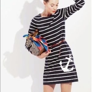 EUC JCrew Navy and White stripe anchor dress