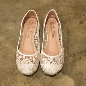 White Crochet Flats
