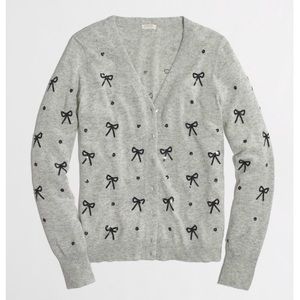 J. Crew Factory Sequined Bow Cardigan