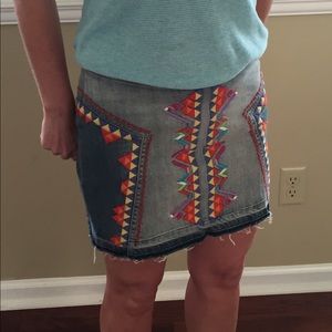 Free People denim embroidery mini skirt...sz 4