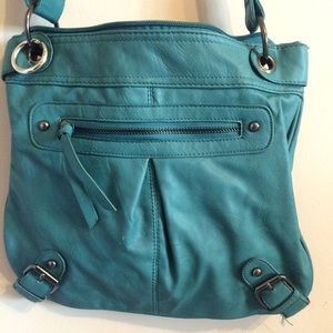 ❌ Sold! Teal Leather Over-The-Shoulder Tote Purse