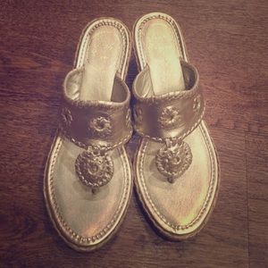 Jack Rogers Marbella Rope Mid Wedge in Platinum