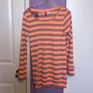 MINI PINK GREY STRIPPED DRESS