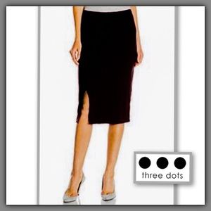 Three Dots front-slit black pencil skirt, size XL