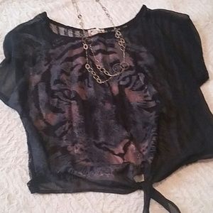 🚫Sold!🚫 Sheer black lace top with tiger