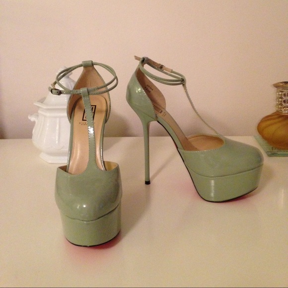 Sage Green T Strap Platforms