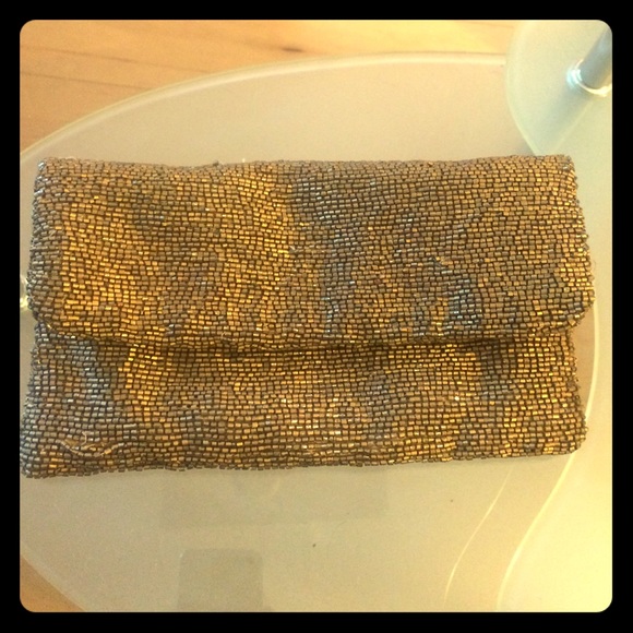 Moyna beaded clutch in antique gold