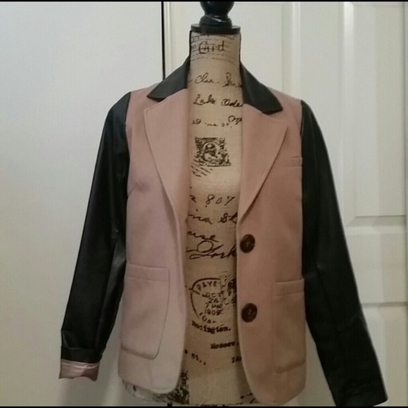 Faux leather sleeves jacket