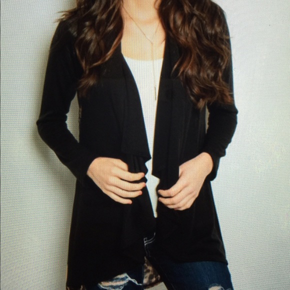🚨LAST 1 🚨Black Leopard Print Sheer Cardigan - Picture 2 of 2