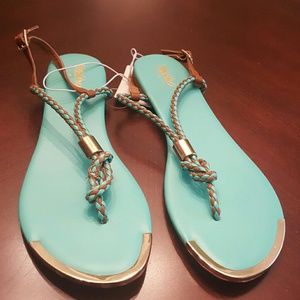 Beautiful turquoise and brown sandals