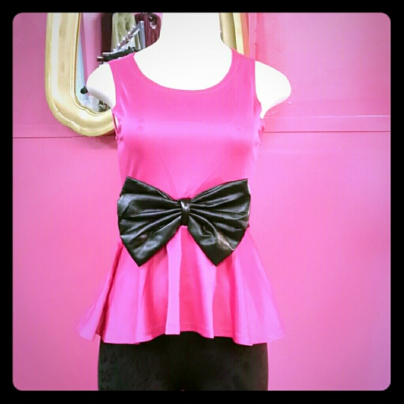 Hot pink black bow