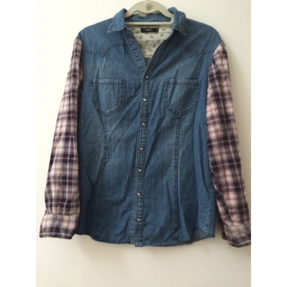 Millau LF Denim Flannel Plaid Button Down