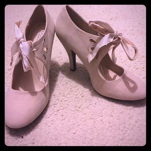 Nude Suede Mary Janes Pumps