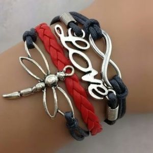 Black & Red Leather Bracelet