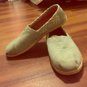 Women's toms teal with white design