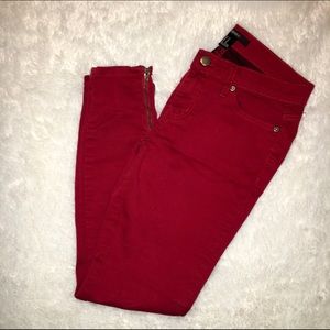 Red pants with side zipper
