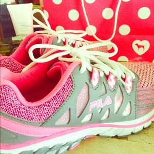 Pink Fila running shoes