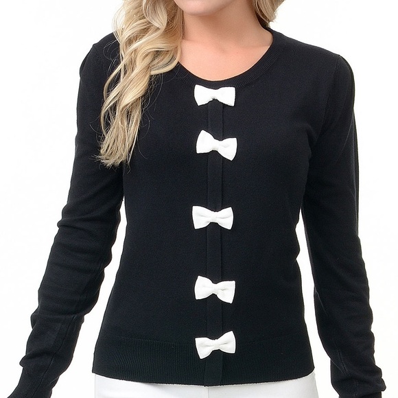 **UNAVAILABLE FOR NOW** Black Bow Front Sweater - Picture 3 of 4