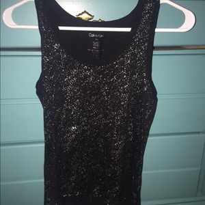 Black tank top with silver splatters