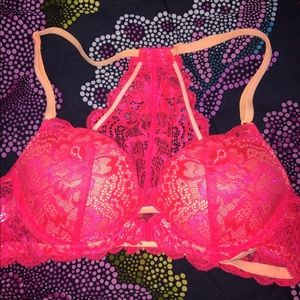 TWO - PINK Lace Racerback Push Up Bras