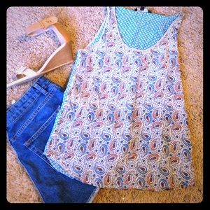 French Connection sleeveless multi-print shirt