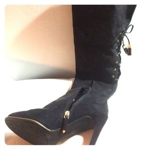 SEXY over the knee black suede boot