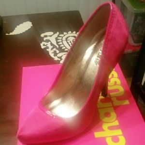 Fuchsia heels satin