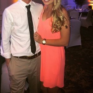 Nymphe neon coral shift dress size L