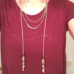 Silver and gold statement/dangle necklace