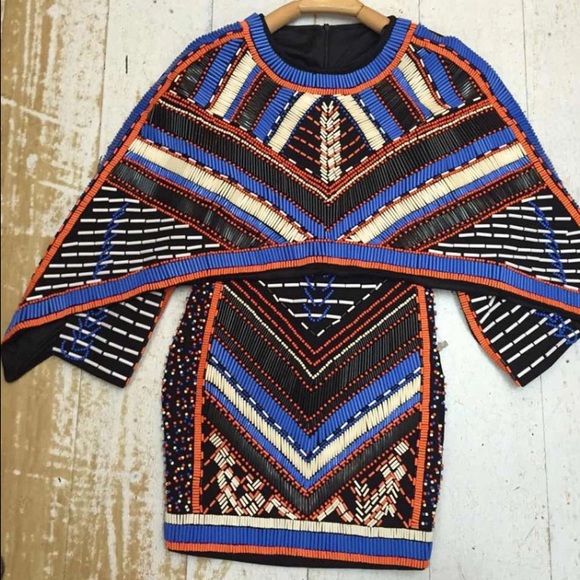 New Designer runway Mini heavily beaded dress - Picture 3 of 5