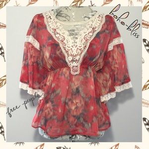 ~FREE PEOPLE Boho 'Daydreamer Embroidered' Blouse~